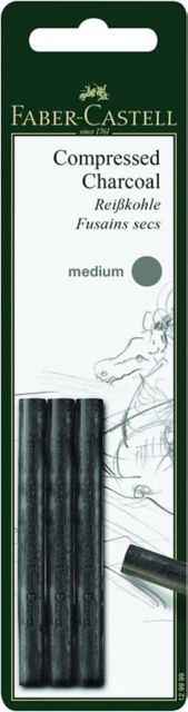 Faber Castell Pitt Compressed Charcoal Stix 3/Medium