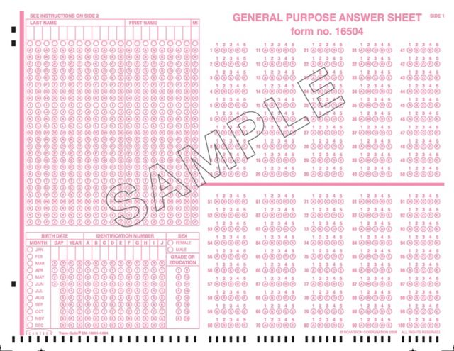 SCANTRON DM ANSWER SHEET A-E