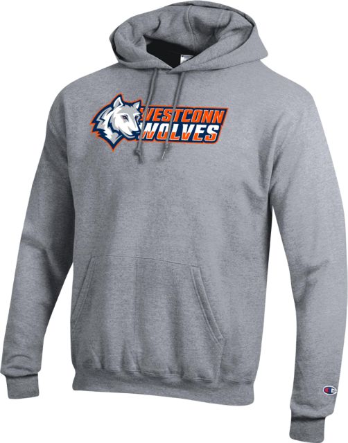 Western Connecticut Champion Fleece Hoodie Westconn Wolves Mascot Head Left - ONLINE ONLY