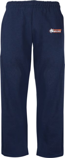 Western Connecticut Fleece Open Bottom Pant Westconn Wolves Mascot Head Left - ONLINE ONLY