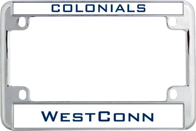 Western Connecticut Metal Motorcycle License Plate Frame in Colonials - ONLINE ONLY