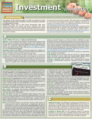INVESTMENT TERMINOLOGY