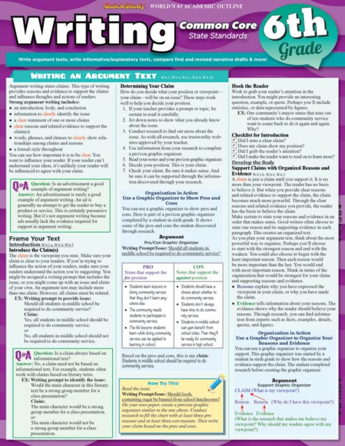 WRITING COMMON CORE 6TH GRADE